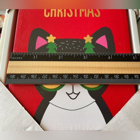 NEW- Two 5x7 Christmas Holiday Cat Mini Canvas Wall Decorations - Picture 2 of 4